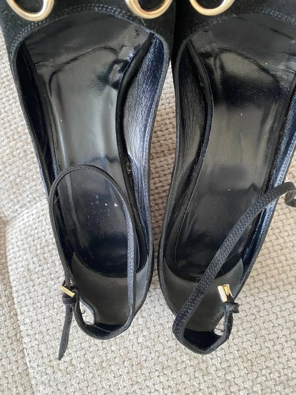 Gucci Black Suede Horsebit Wedge Espadrille Platform Sandals